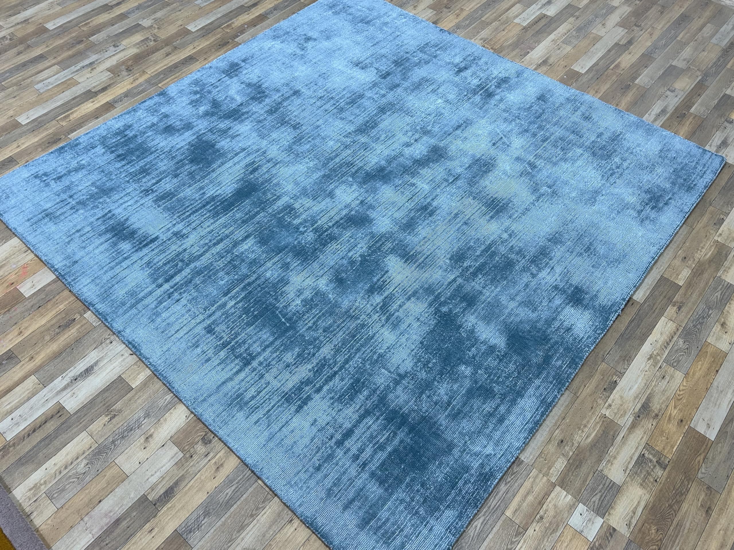 Handmade SkyBlue Solid Hand-Loom Viscose Ultra-Chic Carpet, Hand-Woven Carpet Living Room  (5x8 ft)