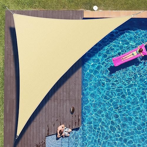 ColourTree 14' x 14' x 19' Beige Sun Shade Sail Right Triangle Canopy - UV Block & Water Permeable, Heavy Duty Awning for Patio, Garden, Backyard, Yard, Outdoor (We Make Custom Size)