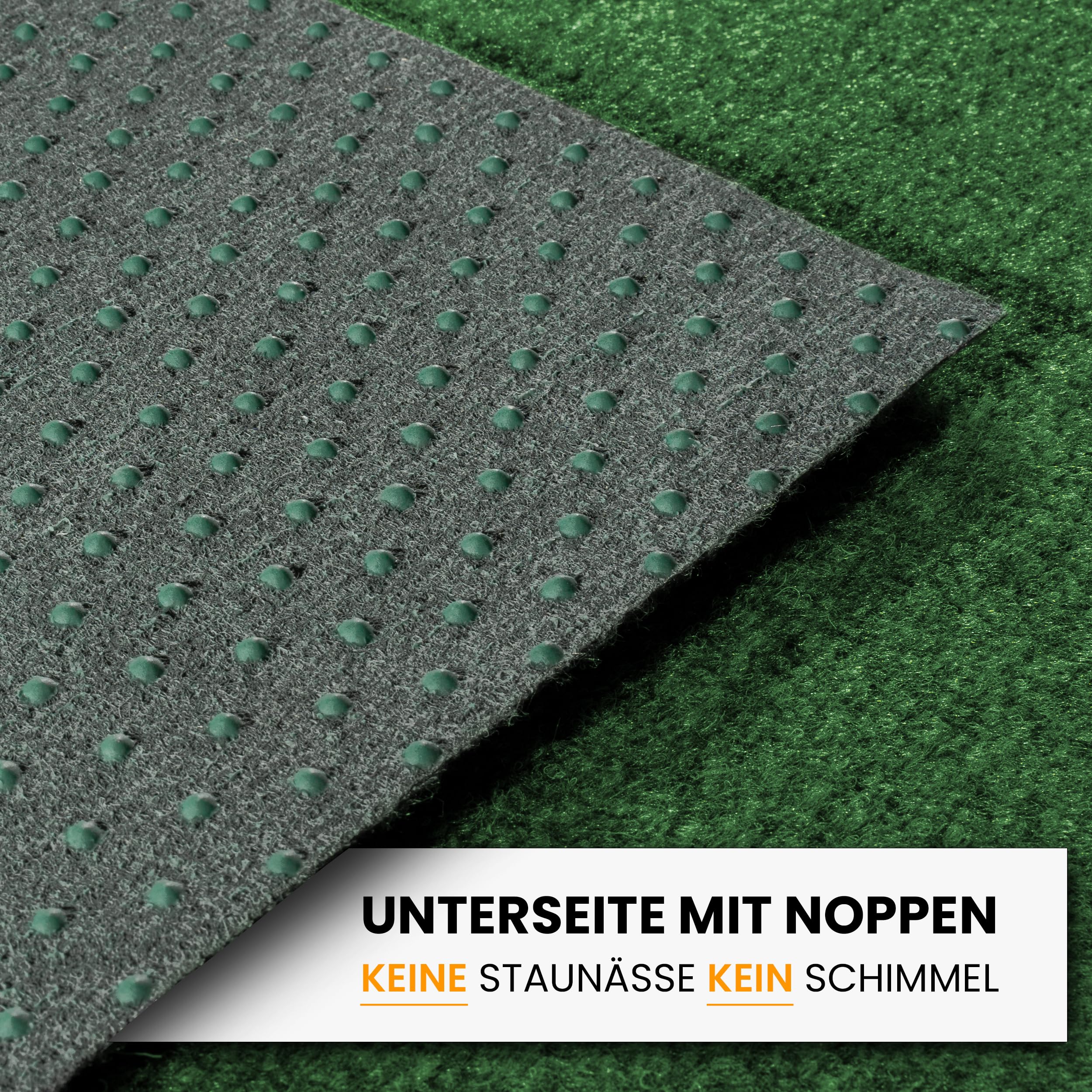Rasenteppich Outdoor für Balkon (Grün, 200x350) - Kunstrasen Meterware als Balkonbelag wasserfest & wetterfest - Kunstrasenteppich Outdoor & Indoor - Idealer Bodenbelag für den Balkon