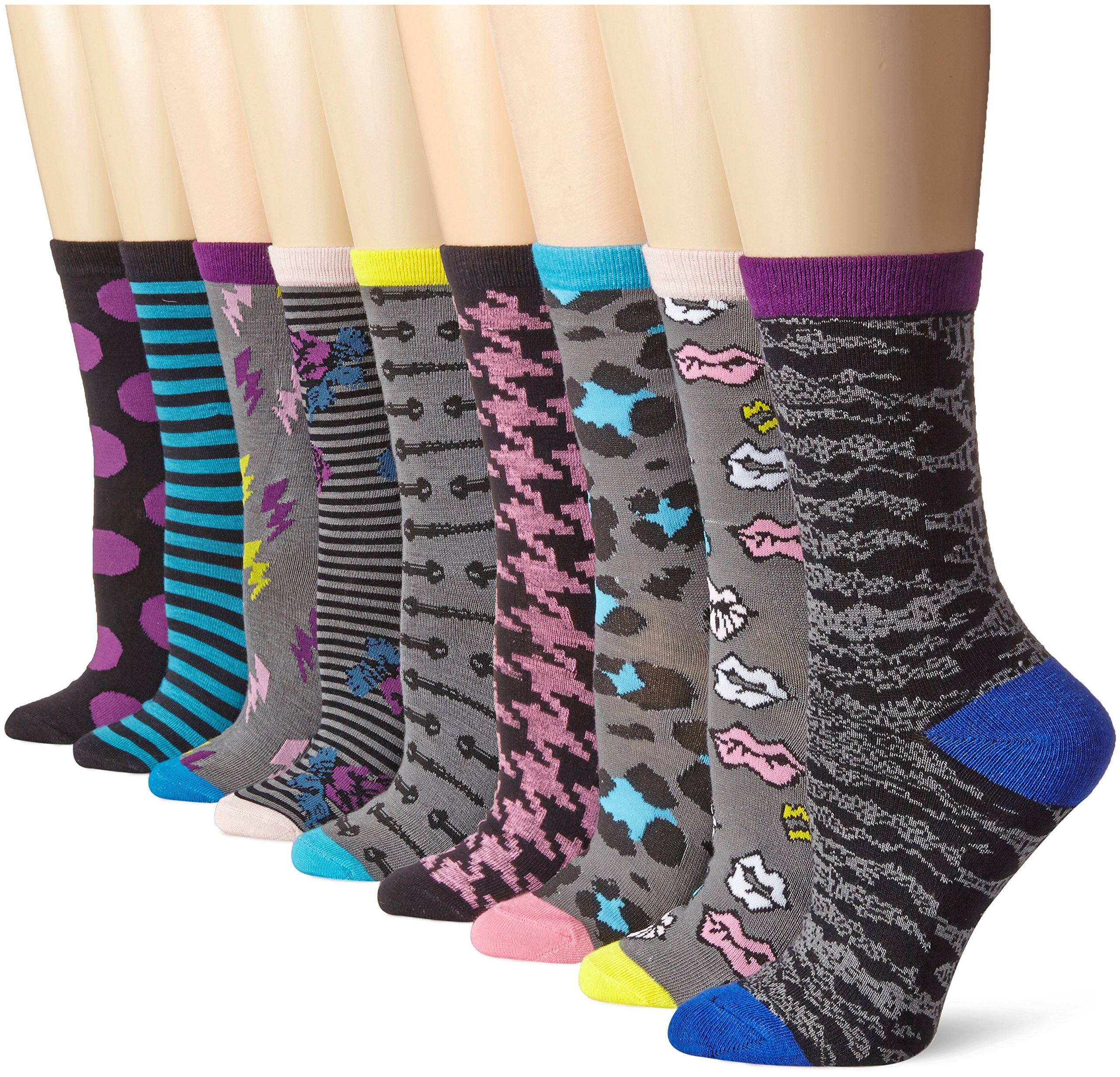 Betsey Johnson Women's Betsey's Closet Crew Sock Gift Box 9 Pack