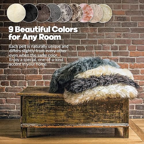 Miniatura 7 de Alfombra de piel de oveja natural con pelo grueso y exuberante de 2.5 pulgadas, alfombra de piel de oveja hipoalergénica con parte trasera