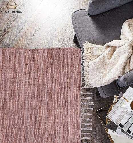 Miniatura 123 de Alfombra de trapo de algodón, 24 x 36 pulgadas, multicolor, tejida a mano, lavable y reversible, para sala de estar, cocina, entrada, con borlas