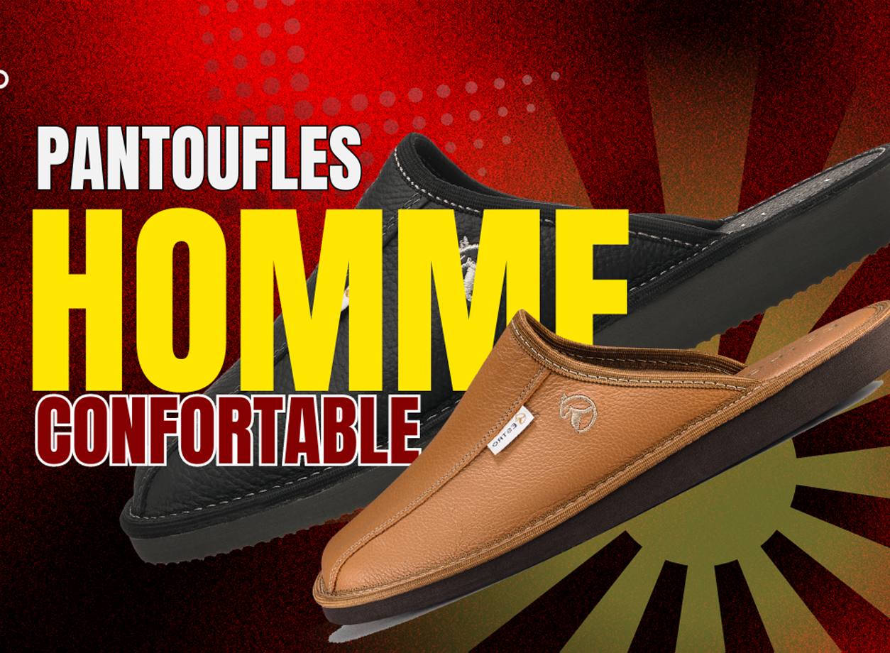 Chaussons Homme ESTRO RUST - Mules Cuir Laine Mérinos Semelle Mémoire De Forme