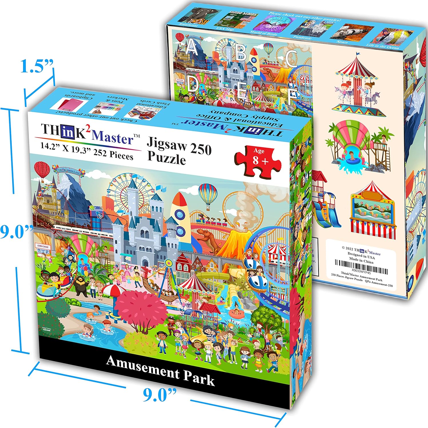 Think2Master Amusement Park 250 Pieces Jigsaw Puzzle. Great Gift. Large Pieces. Size: 14.2” X 19.3”