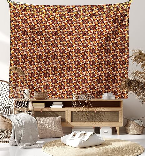 Miniatura 1 de Ambesonne Tapiz moderno, retro de los años 60 y 70, diseño geométrico vintage de triángulos, imagen artística para colgar en la pared para