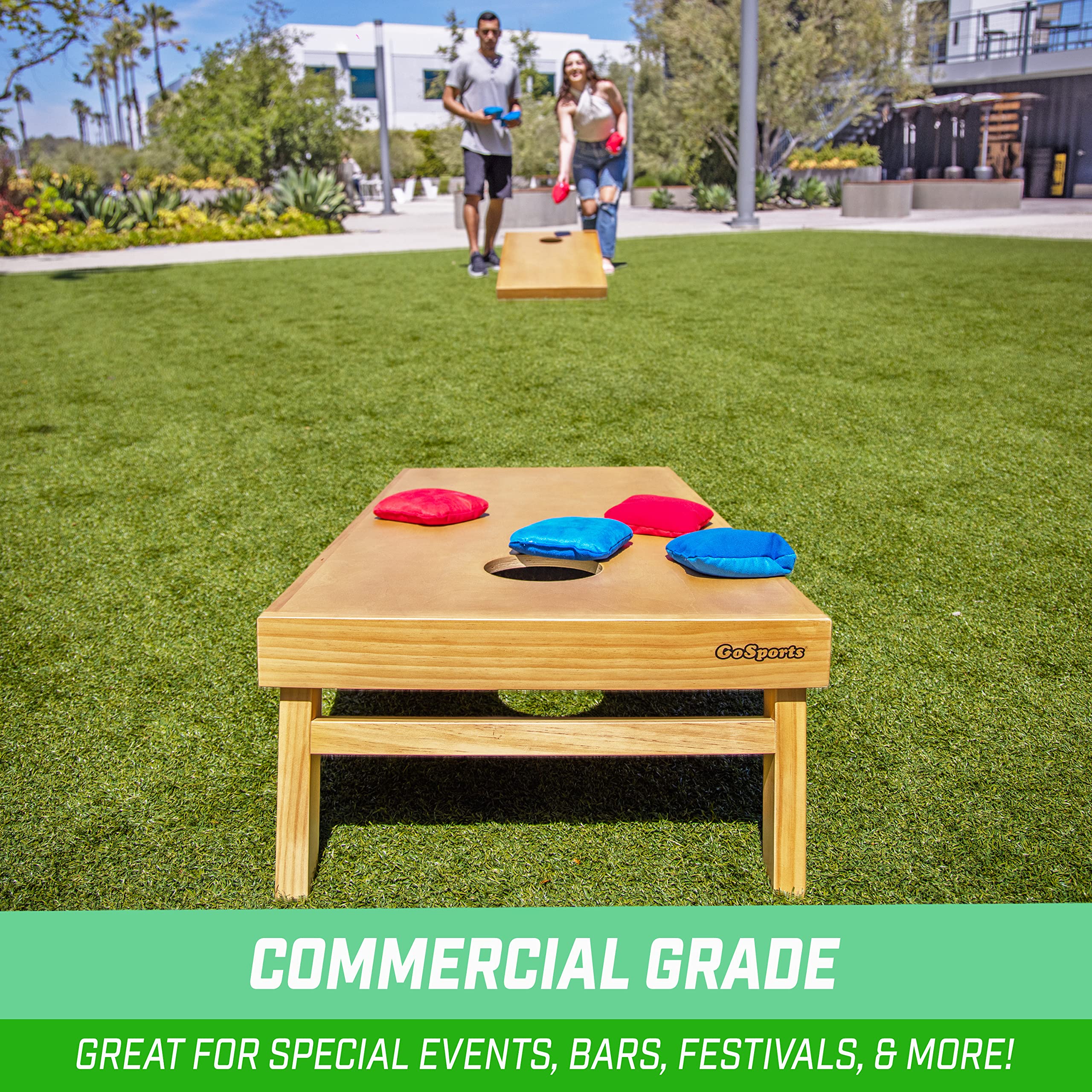 GoSports Cornhole Boards Set mit 8 Sitzsäcken im Turnierstil, 122 x 60 cm, Natur- oder Hellbraun