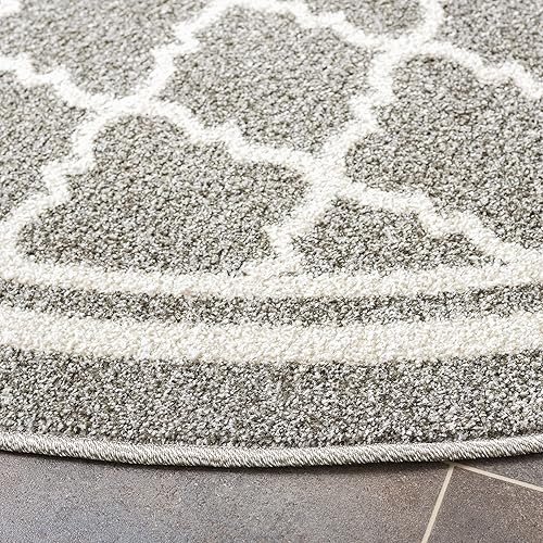 Vista 45 de Safavieh Amherst Collection AMT422B - Alfombra para interiores y exteriores, color gris claro y beige