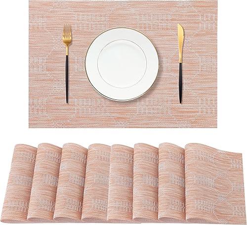 Miniatura 165 de Leetaltree - Juego de 6 manteles individuales, resistentes al calor, antideslizantes, para mesa de comedor, lavables, duraderos, tejido de PVC Azul