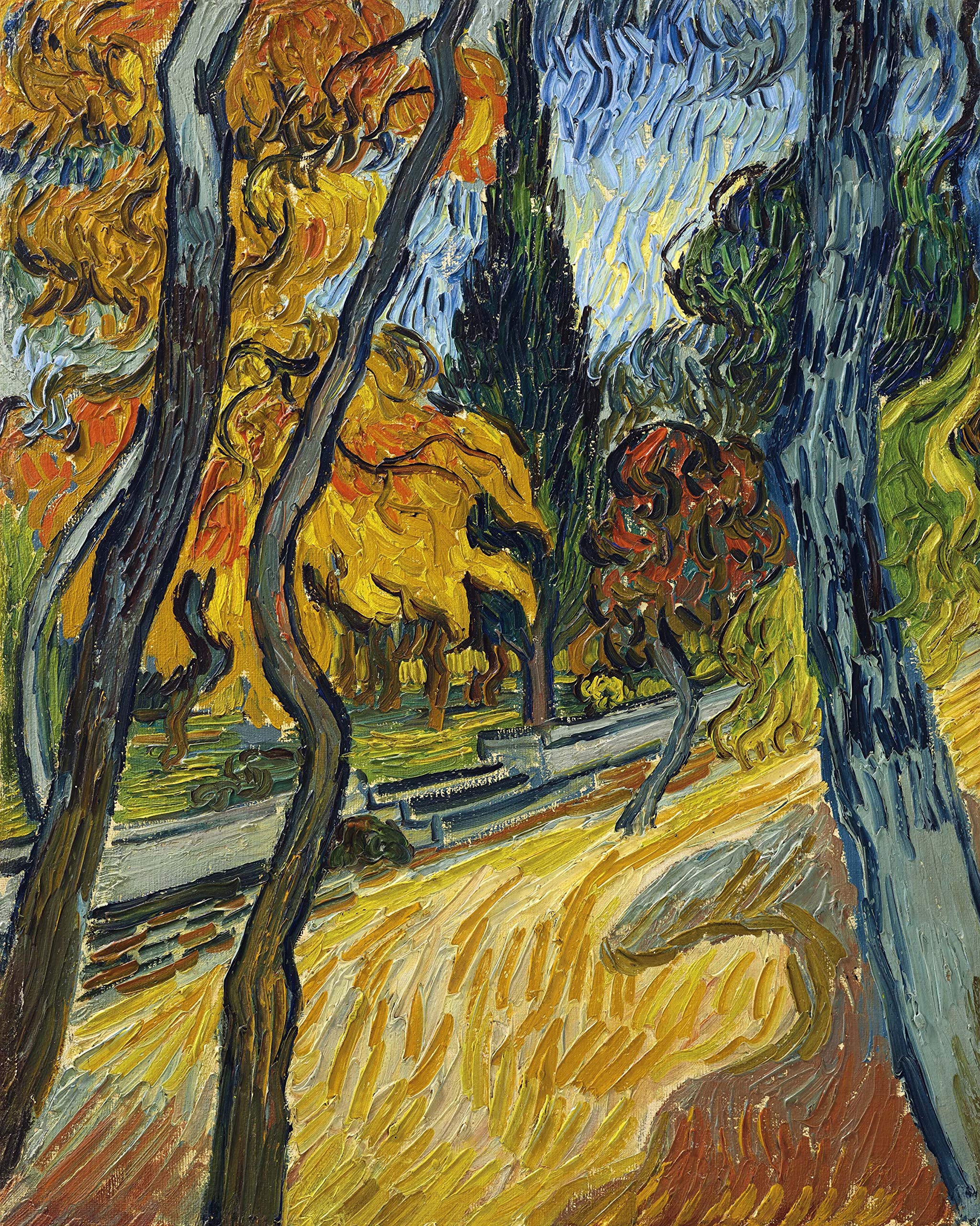Tallenge - Vincent van Gogh - Arbres Dans Le Jardin De Lasile - Small Poster(Paper,12 x 17 inches, MultiColour)