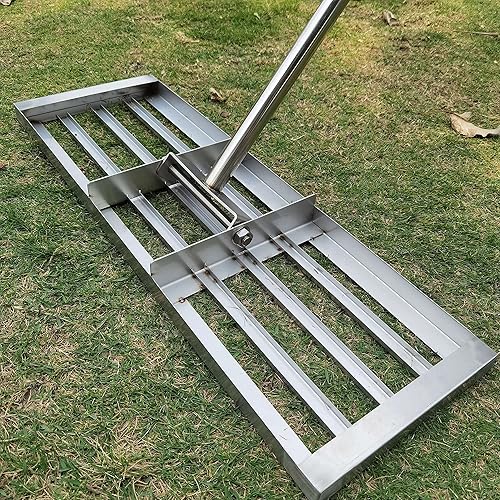 IWONGO Levelawn - Rastrillo de nivelación para césped de 36.1 x 10.0in, mango de acero inoxidable de 72.0in de largo, nivelador de césped para suelo