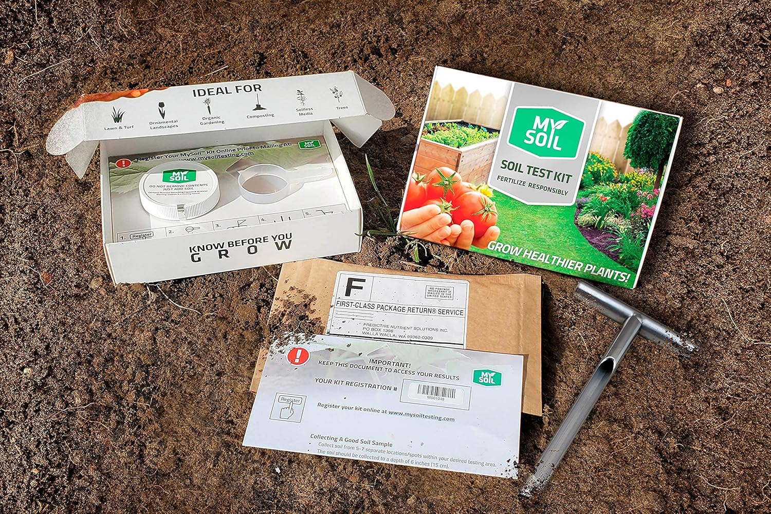 MySoil - Soil Test Kit PRO Pack | Grow The Best Lawn & Garden | Complete & Accurate Nutrient and pH Analysis with Recommendations Tailored to Your Soil and Plant Needs | 2 Test Kits + 1 Soil Probe : Patio, Lawn & Garden