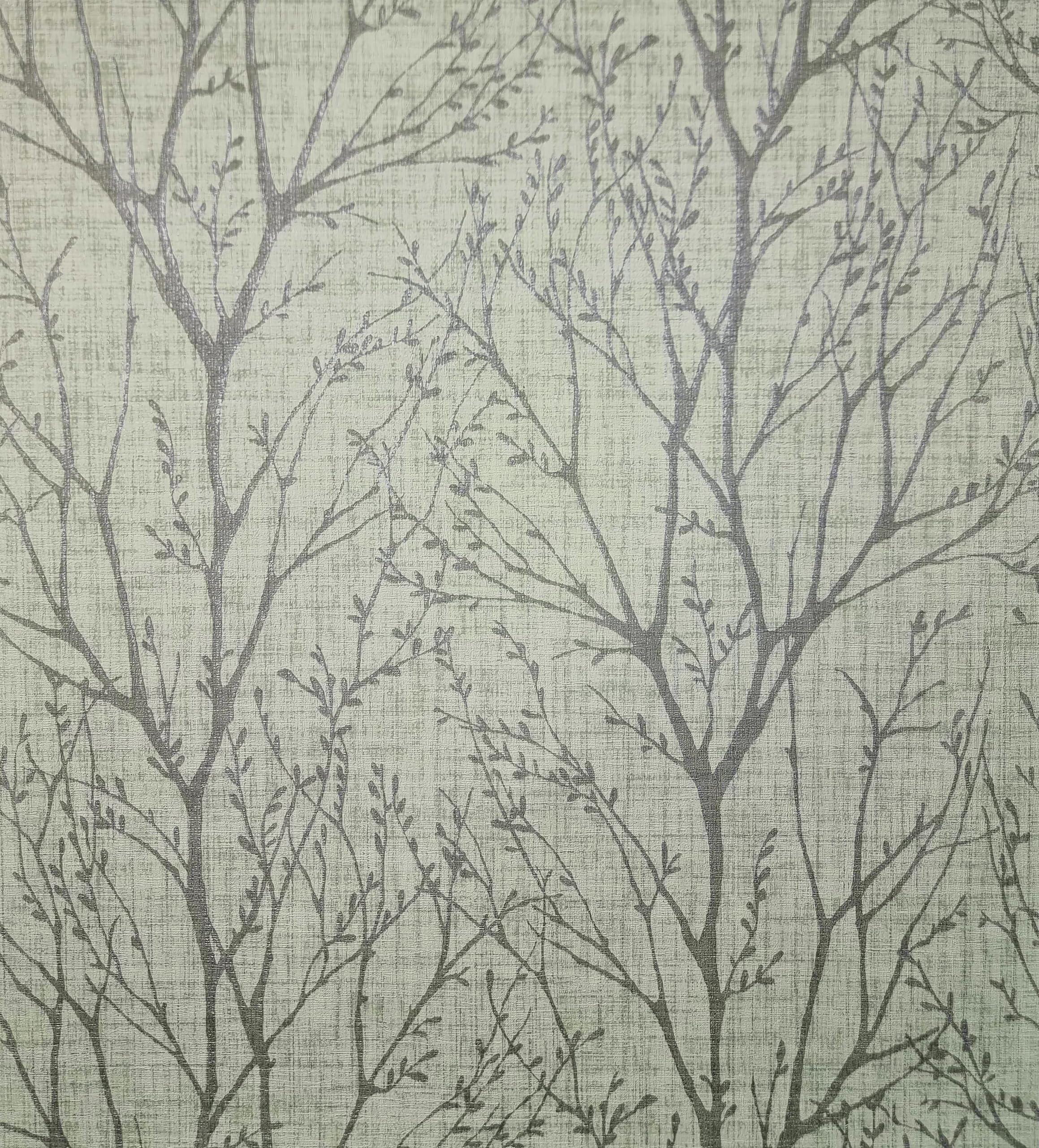 Crown M1876 Lynford Trees Mid Weight Vinyl Wallpaper, Green