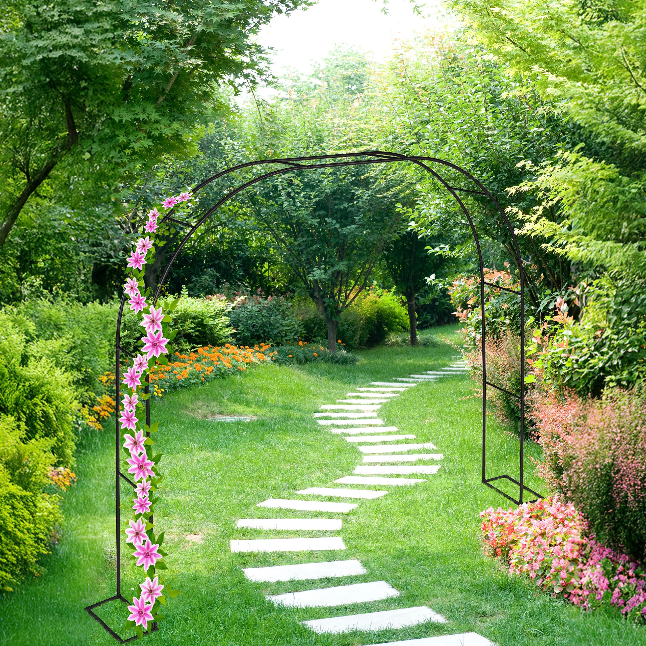 Relaxdays Arche de Jardin, en métal, Robuste, pour Plantes grimpantes, H x L x P : 210 x 280 x 40 cm, Noire