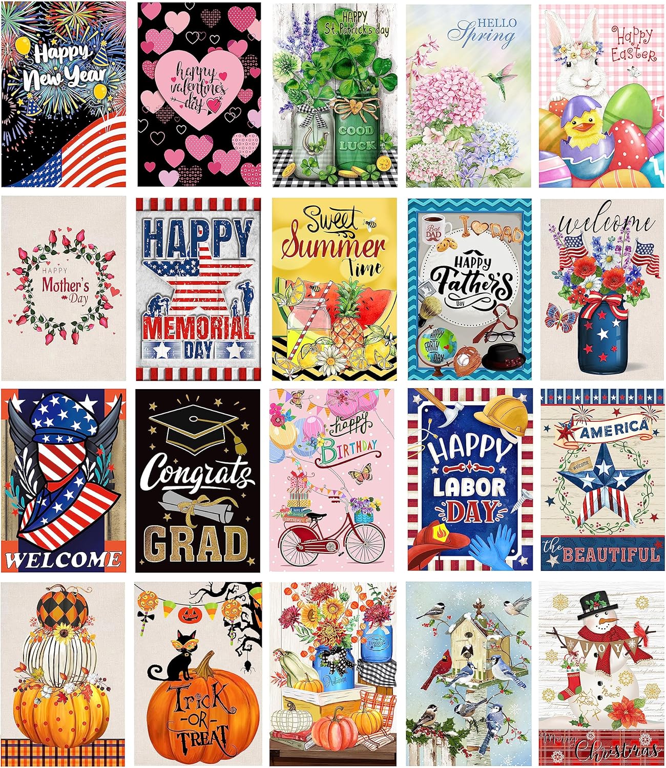 Seasonal Garden Flags Set of 20 Double 12.5 * 18 Inch