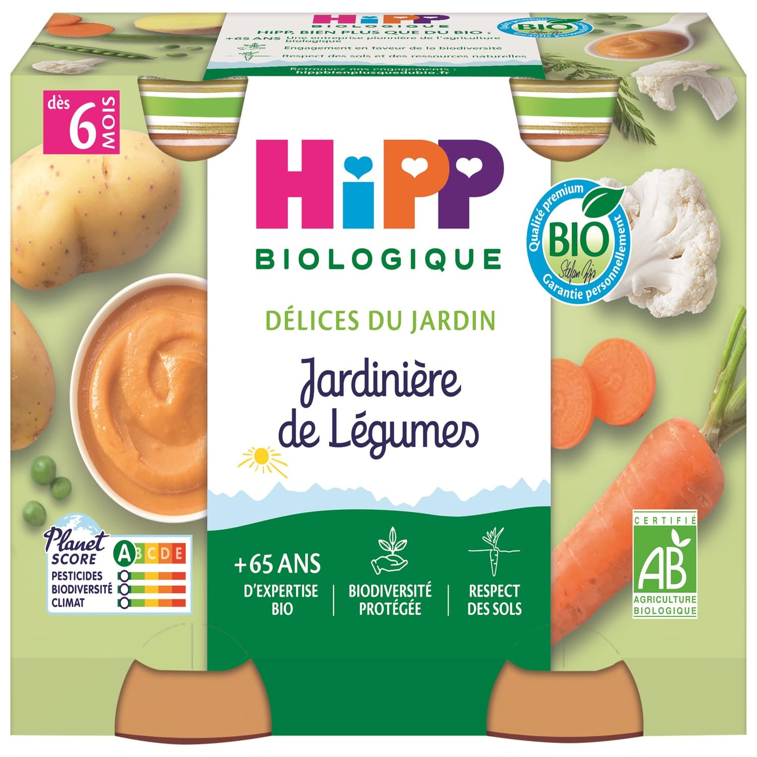 HiPP - Délices du Jardin 3 Variétés Dès 6 et 8 Mois 12 Pots de 190 g
