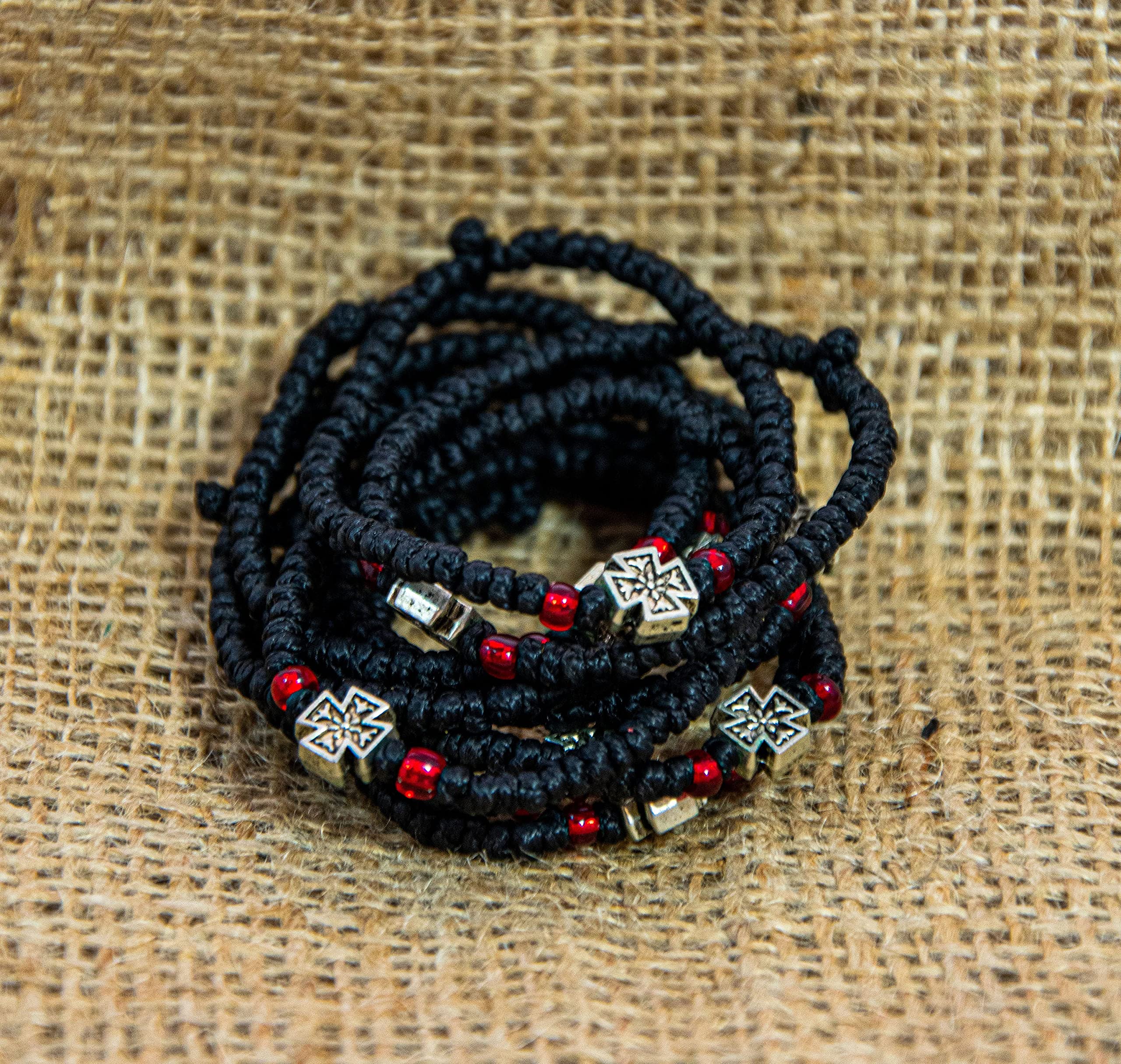 HandmadePrayer Rope, Komboskini bracelet 52 knot w Cross, Greek Orthodox Bracelet Chotki Brojanica blessed from Mount Athos, religious gift