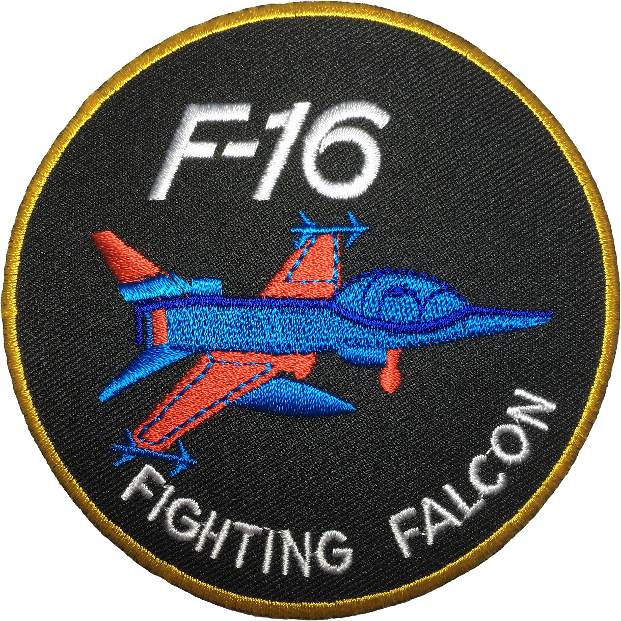 F-16 Fighting Falcon Air Force Jet Aircraft Sign Embroidered Sewing Iron on Patch - Black (IRON-F16-BLACK)