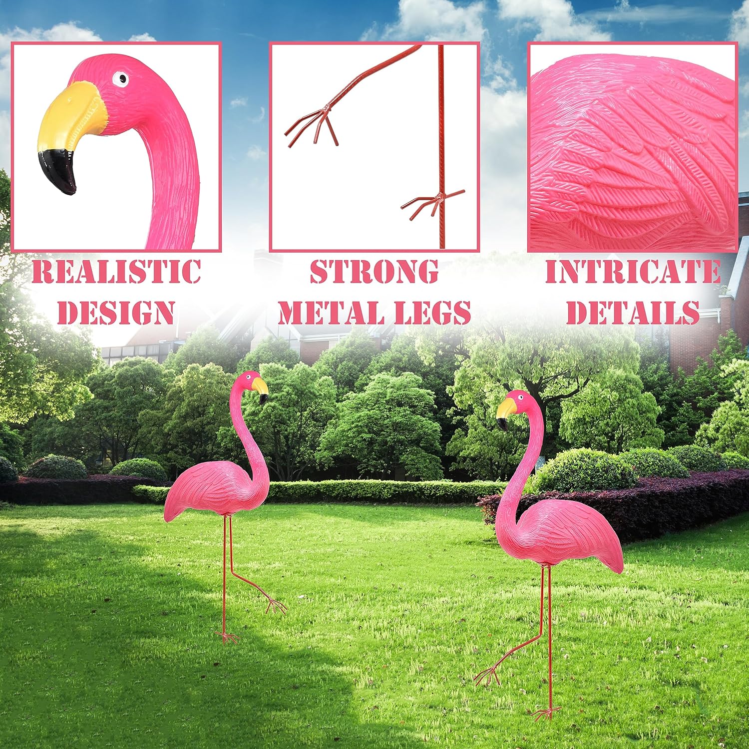 Galashield Pink Flamingo Yard Decorations Pack of 2 Flamingo Decor Ornaments for Outdoor Lawn and Garden
