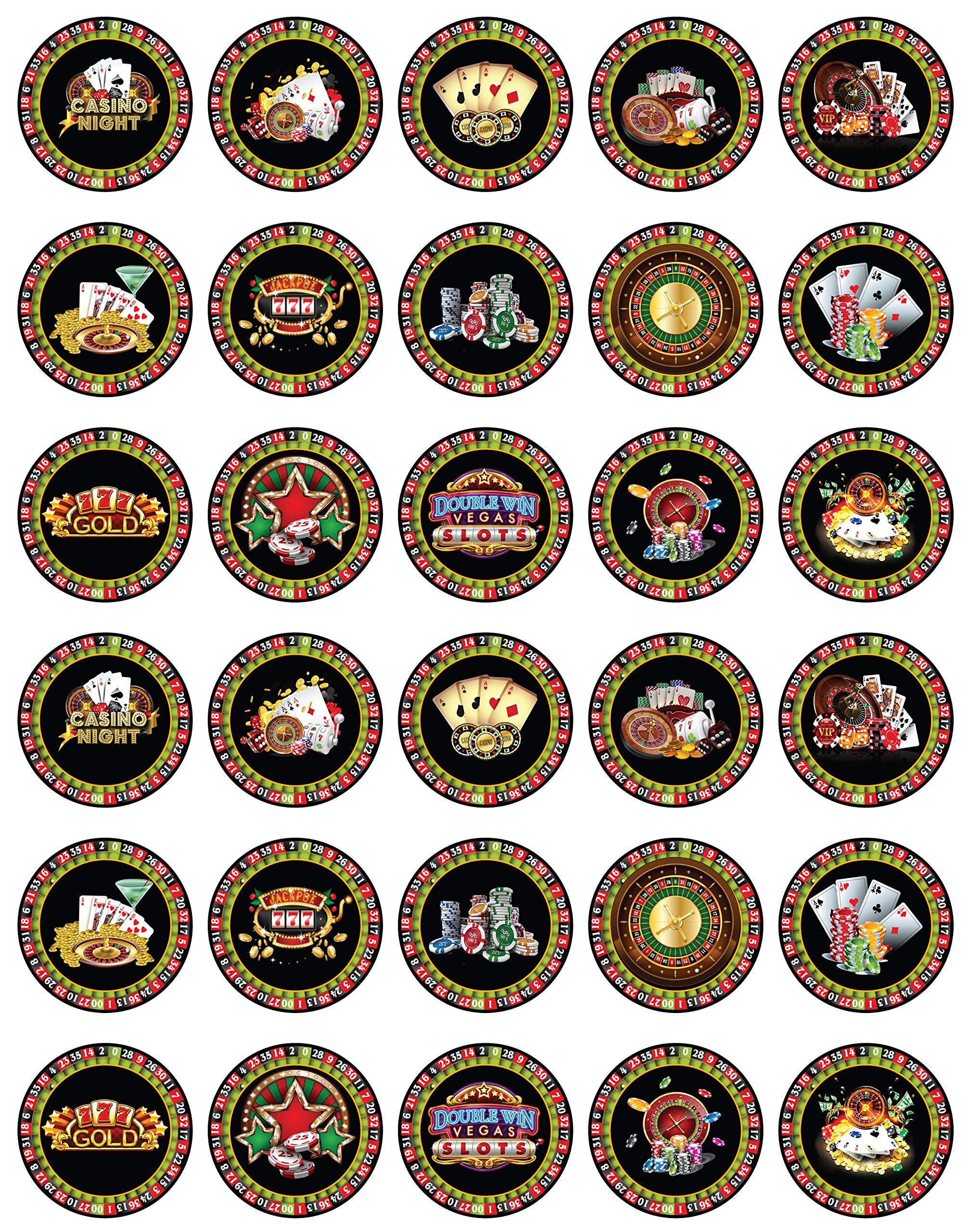 Buy 30 x Edible Cupcake Toppers Themed of Casino Collection of Edible Cake Decorations Uncut
