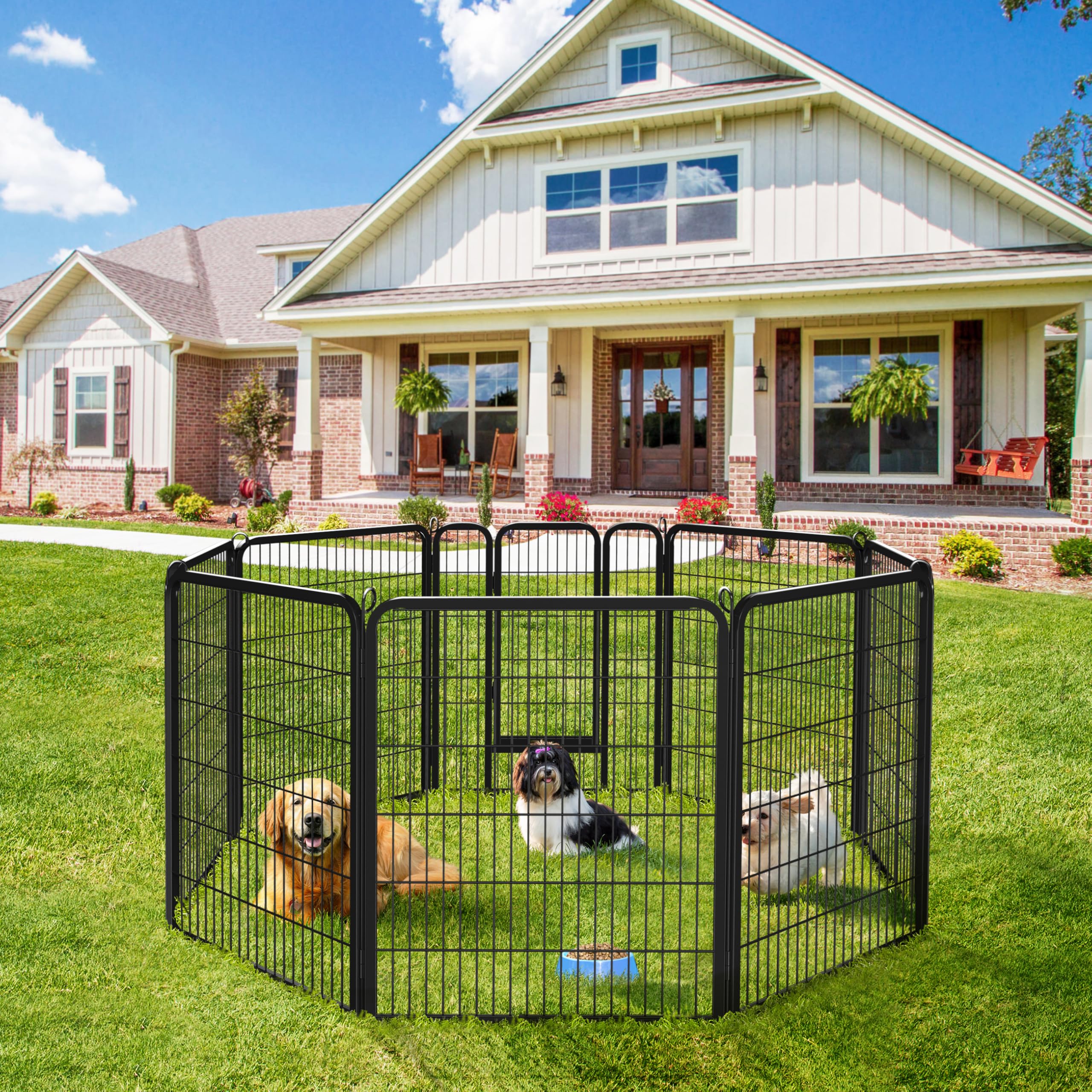 Yaheetech 8 Panneaux Enclos Parc pour Petit Animal Chien Chiot Lapin Canard Exterieur avec Porte 80 x 100 cm