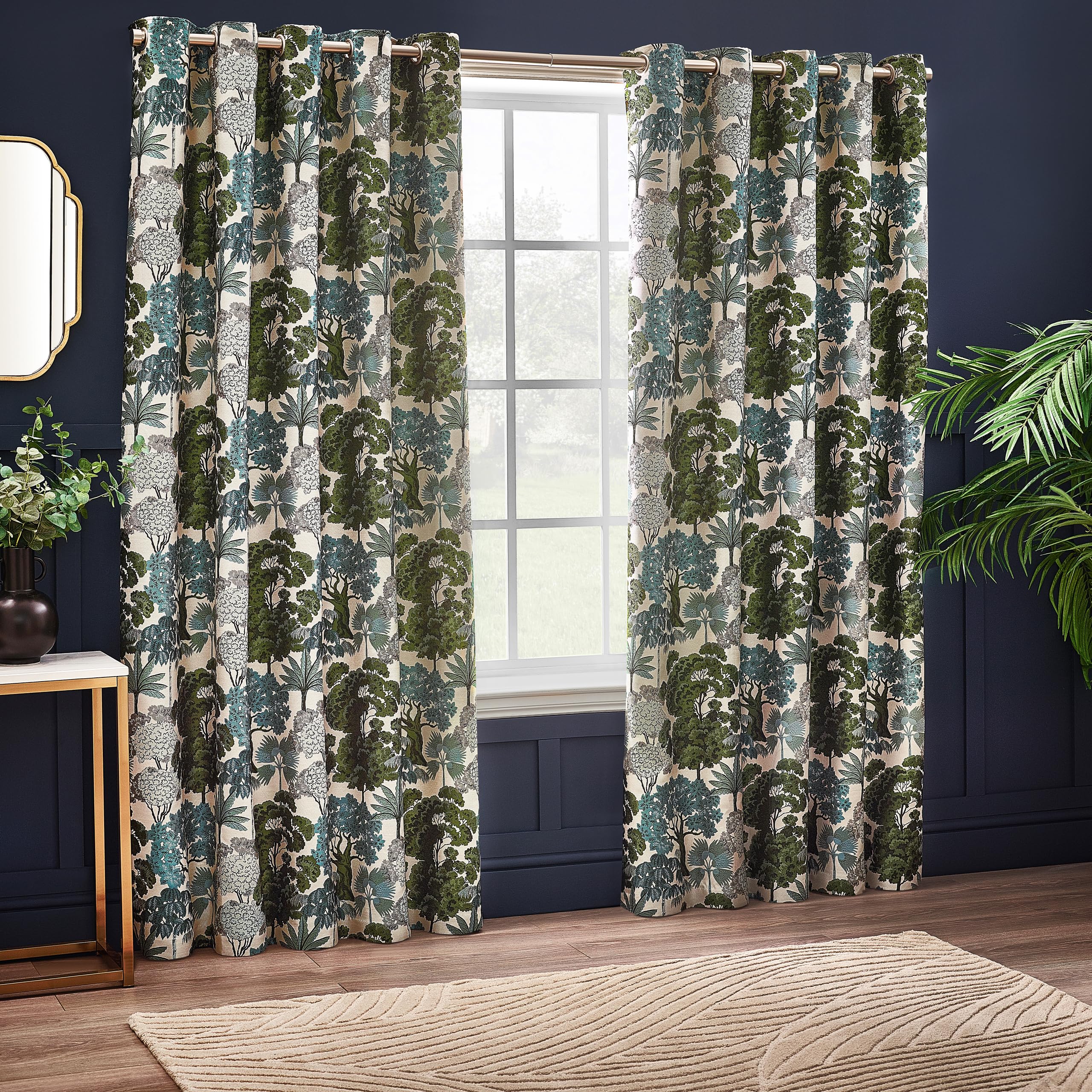 furn. Wylder Nature Woodlands Eyelet Curtains, Green, W 90.2" x L 53.9" (2 Panels) - Image 2