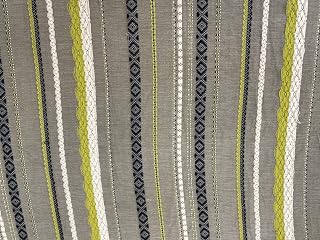 Italian Embroidered Cotton - Grey, Navy, White, Green - Fabric by The Yard