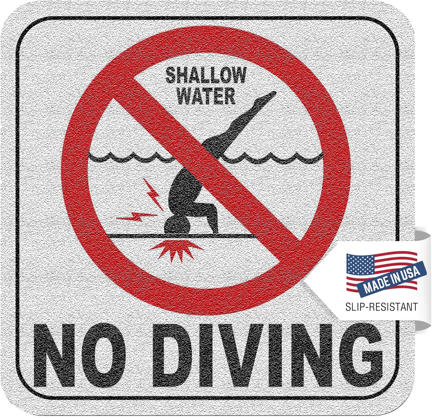 Aquatic Custom Tile No Diving Pool Sign - 6x6 Inches, Adhesive Sticker, Vinyl, Swimming Pool Accessories - Made in USA (3 Pack)