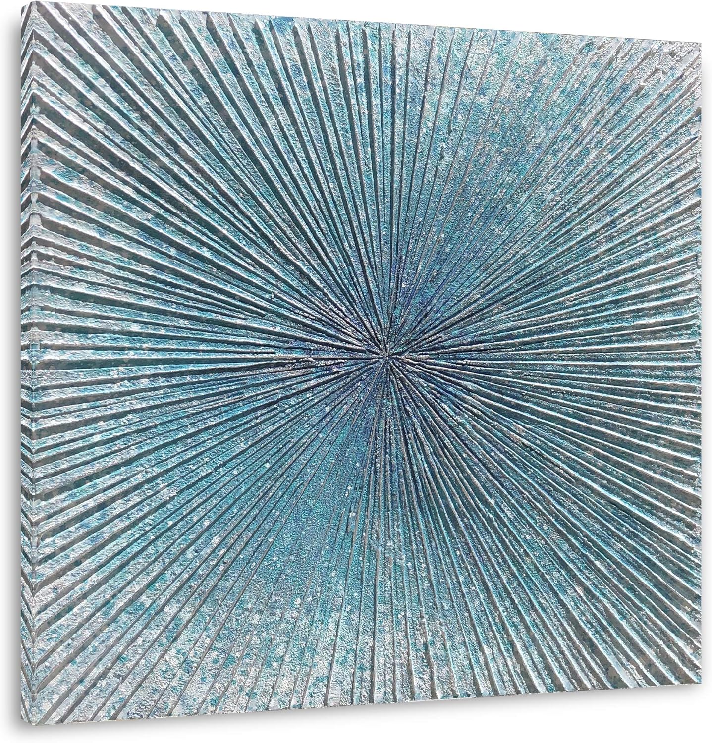 Yihui Arts Contemporary Abstract Living Room Wall Art Hand Painted Modern Teal Color Canvas Painting Pictures for Bedroom Bathroom Decor 24"L x 24"W Teal Art