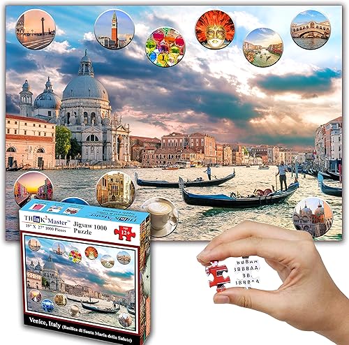 Think2Master Venecia, Italia - Rompecabezas de 1000 piezas para niños a partir de 12 años, adolescentes, adultos y familias. El tamaño del