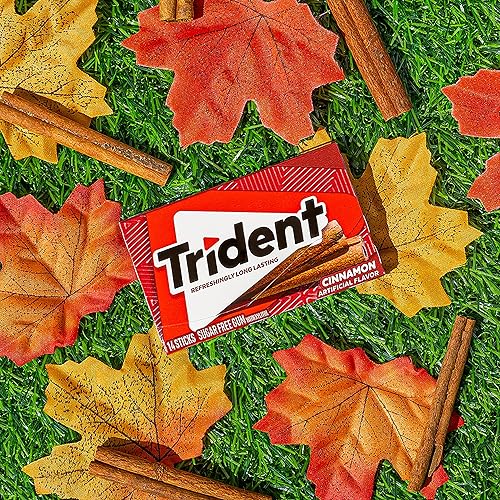 Miniatura 10 de 12 paquetes de 14 unidades cada uno es decir en total son 168 unidades de goma de mascar Trident Cinnamon sin azúcar sabor canela