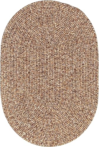 Super Area Rugs Rustic Farmhouse Living - Alfombra trenzada reversible para interiores y exteriores, fabricada en Estados Unidos, color marrón