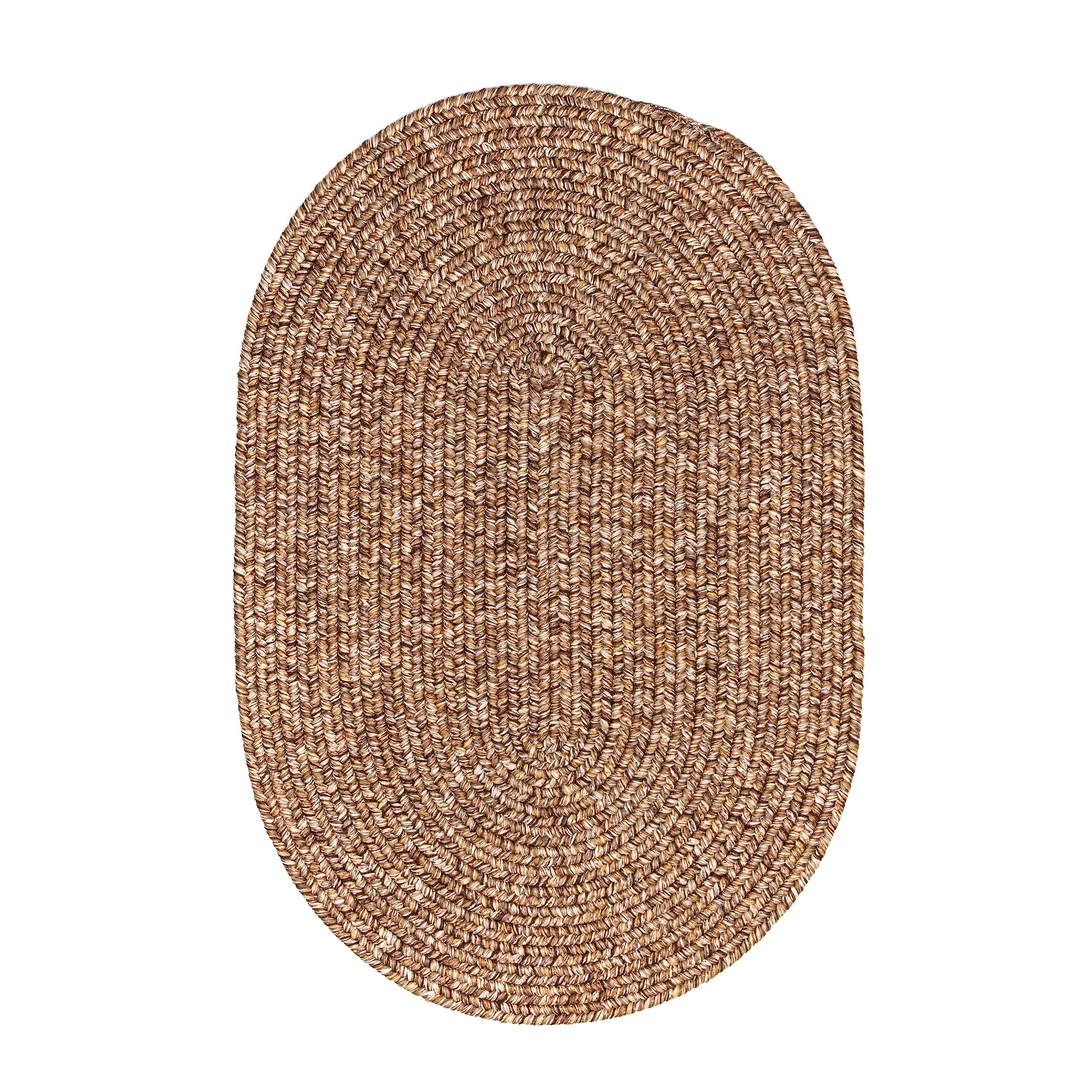 Super Area Rugs Rustic Farmhouse Living Indoor/Outdoor Reversible Braided Rug - Made in USA - Brown Mix 3' X 5' Oval