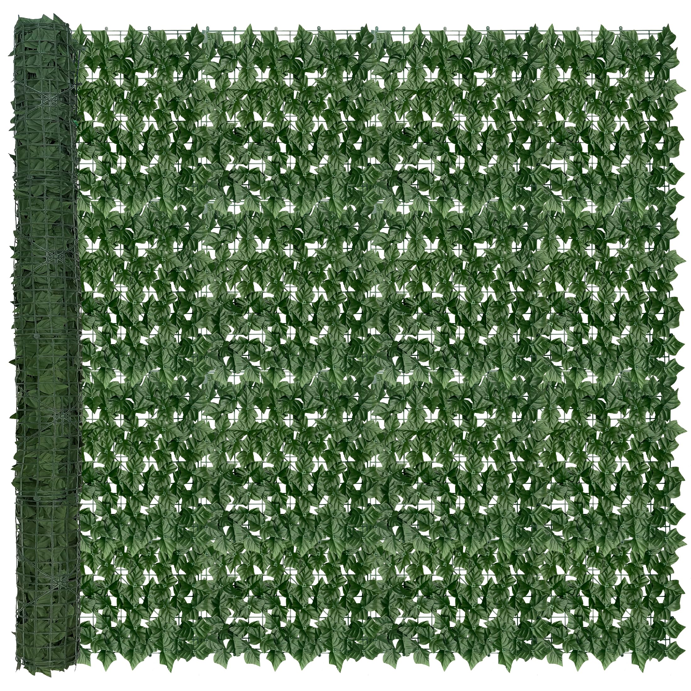 artificial ivy privacy screen: 72x144 in,uv protection ivy vine leaves hedge fence panel backdrop for patio, balcony, garden, backyard indoor and outdoor green decor