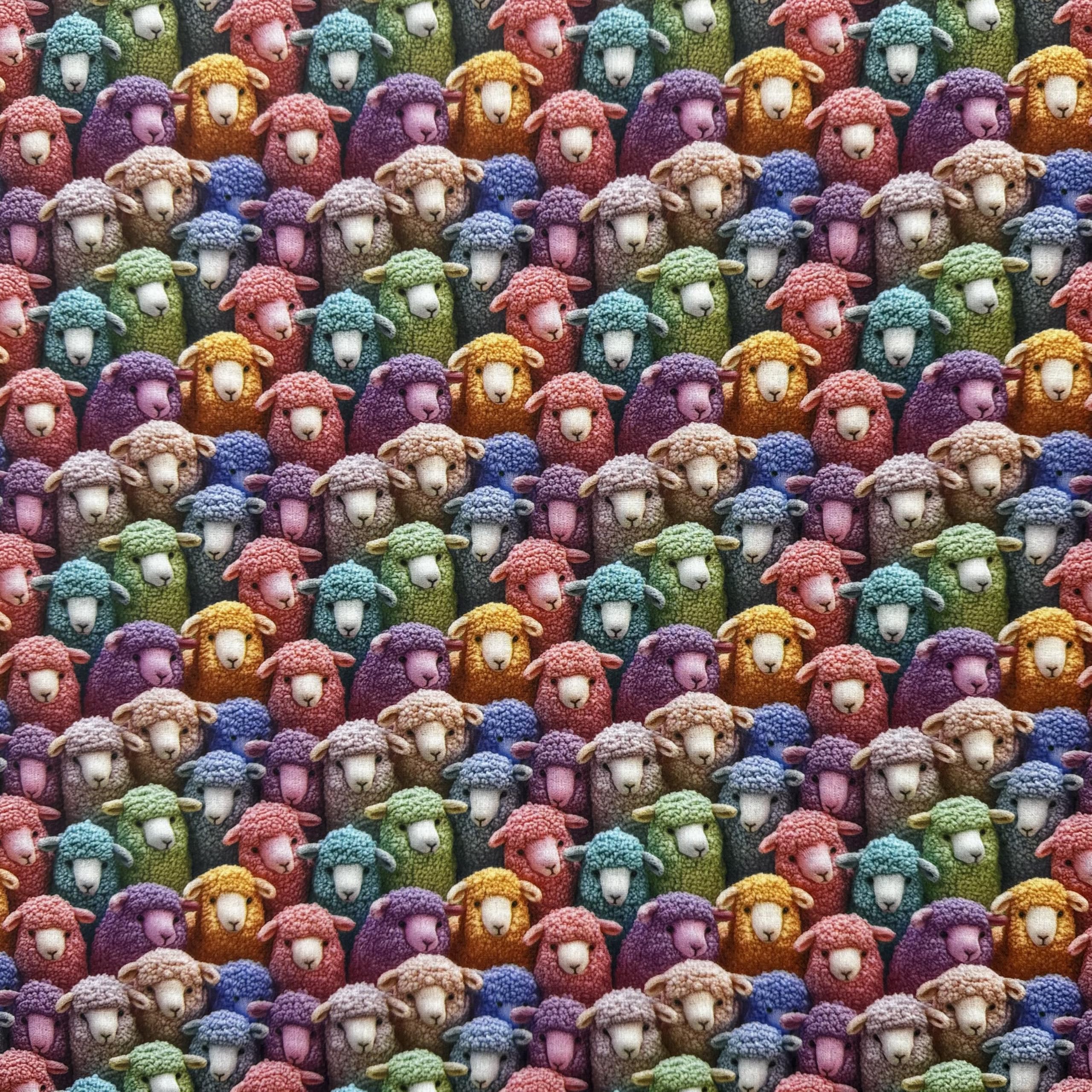 Superiorr Polycotton Digitally Printed Adorable Animal Print Fabric 114cm Wide - 3D Sheep Multi - Per Half Metre