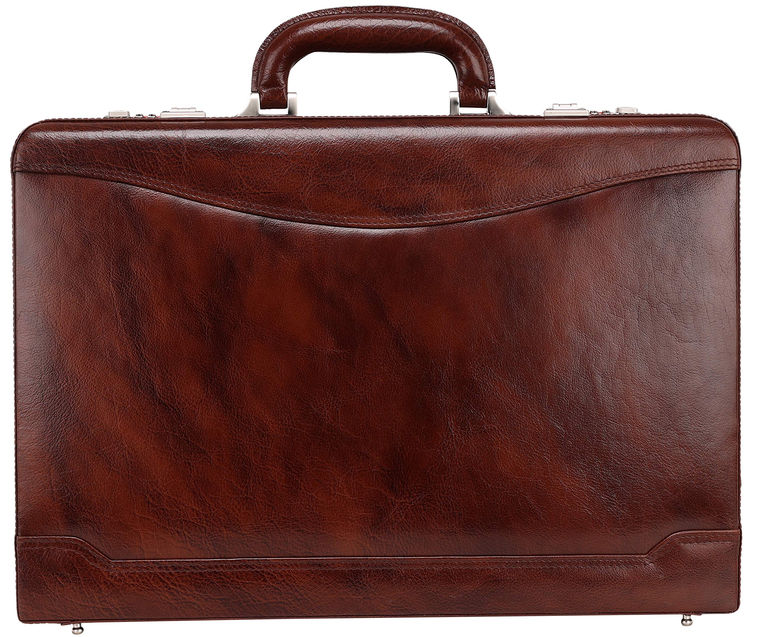LV Full Grain Natural Leather Briefcase for Men 18 Inch | Italian Lock Briefcase | Expandable Briefcase | Size 18x12x5 Inch | Laptop Compartment | Leather Villa (Natural Tan) (B0CM9N7JQW) Amazon Price History, Amazon Price Tracker