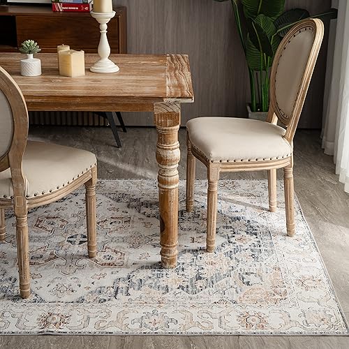 Miniatura 3 de Alfombra vintage lavable, alfombra de sala de estar con parte trasera antideslizante, alfombra de interior envejecida que no desprende pelusa,