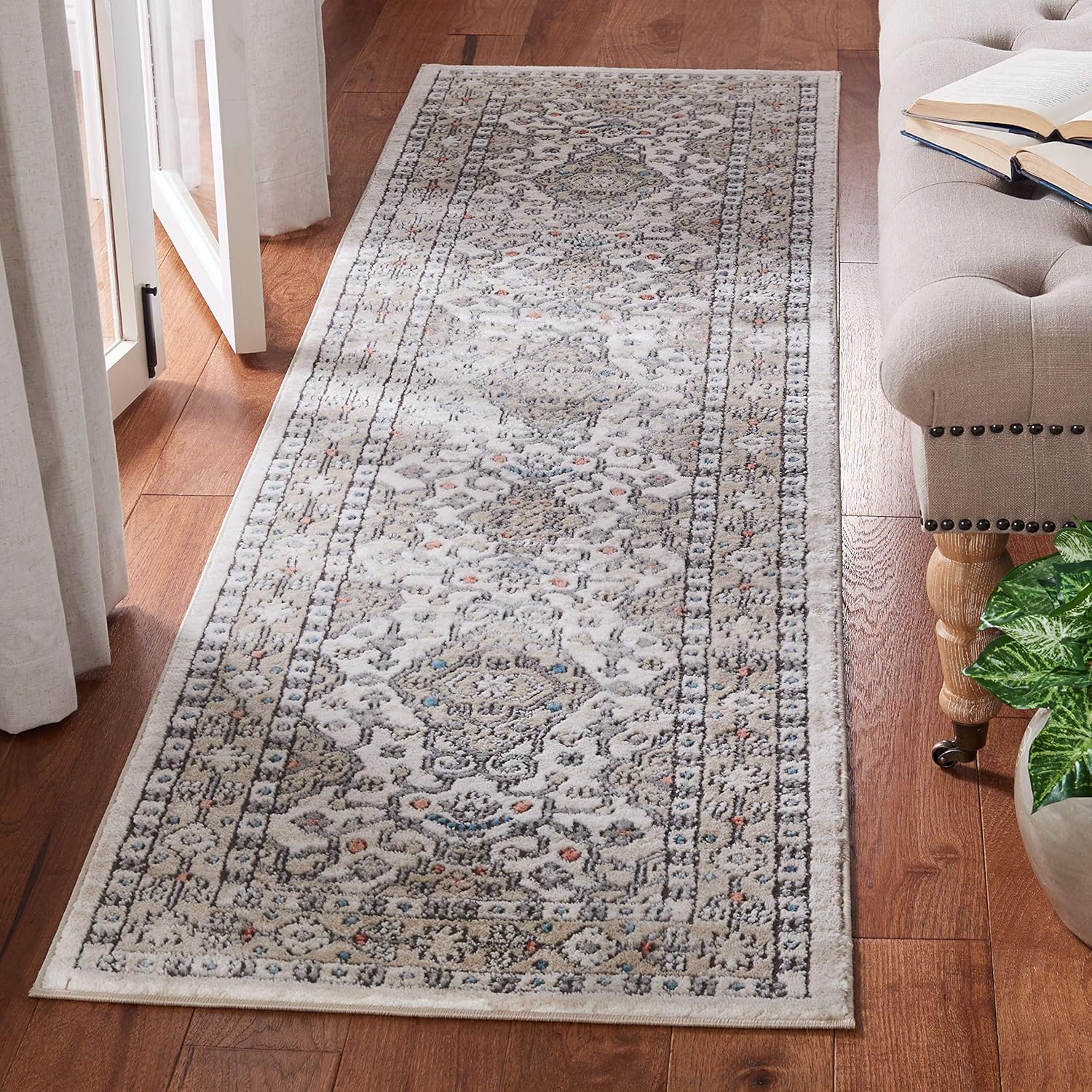 SAFAVIEH Oregon Collection Runner Rug - 2'2" x 10', Grey & Ivory, Oriental Distressed Design, Non-Shedding & Easy Care, Ideal for High Traffic Areas in Living Room, Bedroom (ORE883F)