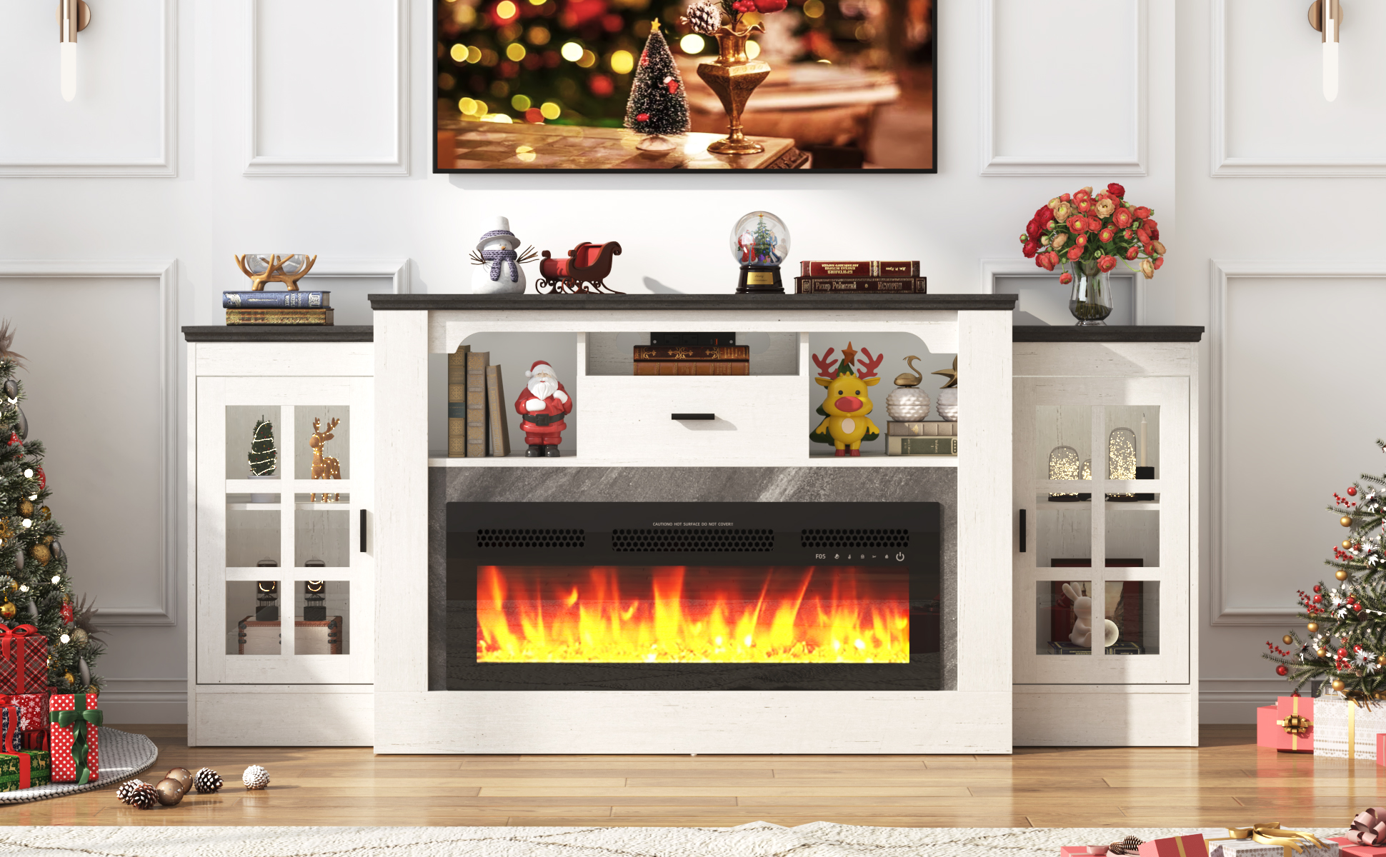 Amazon.com: Hlivelood 75 in Electric Fireplace with Mantel w/Power