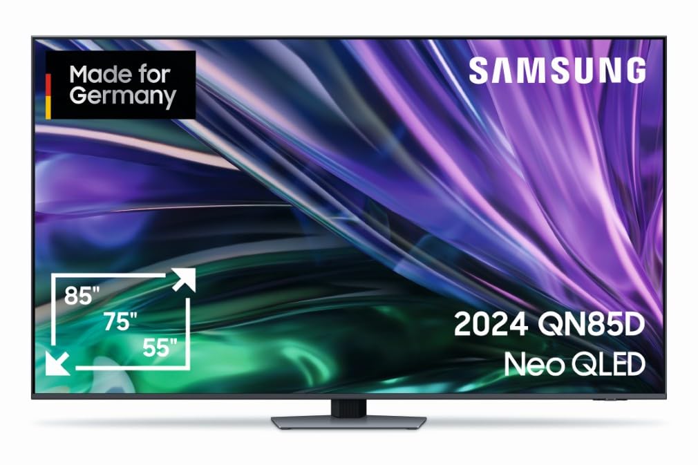 Samsung Neo QLED 4K QN85D UHD Fernseher 55 Zoll (138 cm), NQ 4K AI Gen2 Prozessor, HDR Mini LED TV, AI Upscaling, Smart TV, Dolby Atmos Sound, Gaming Hub, Motion Xcelerator 120Hz, Knox Security