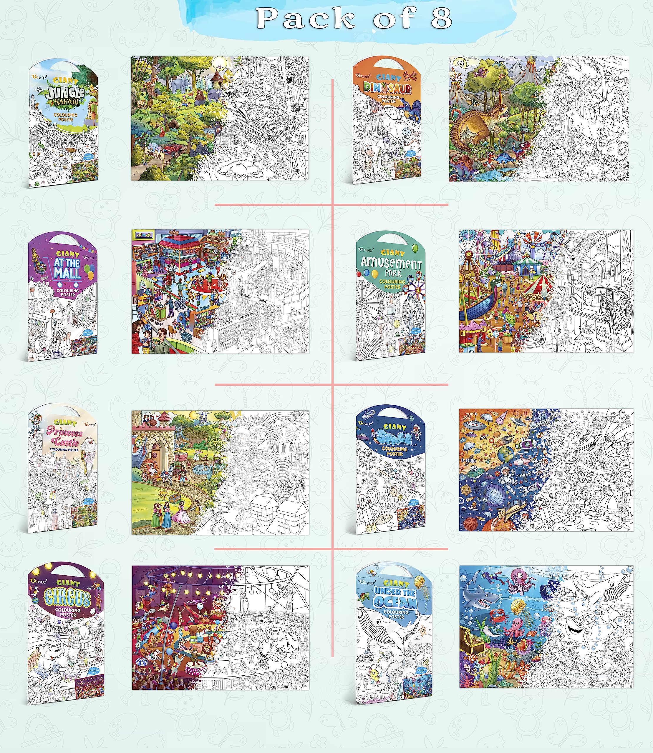 GIANT JUNGLE SAFARI, GIANT AT THE MALL, GIANT PRINCESS CASTLE, GIANT CIRCUS, GIANT DINOSAUR, GIANT AMUSEMENT PARK, GIANT SPACE COLOURING POSTER (GIANT UNDER THE OCEAN COLOURING POSTER)