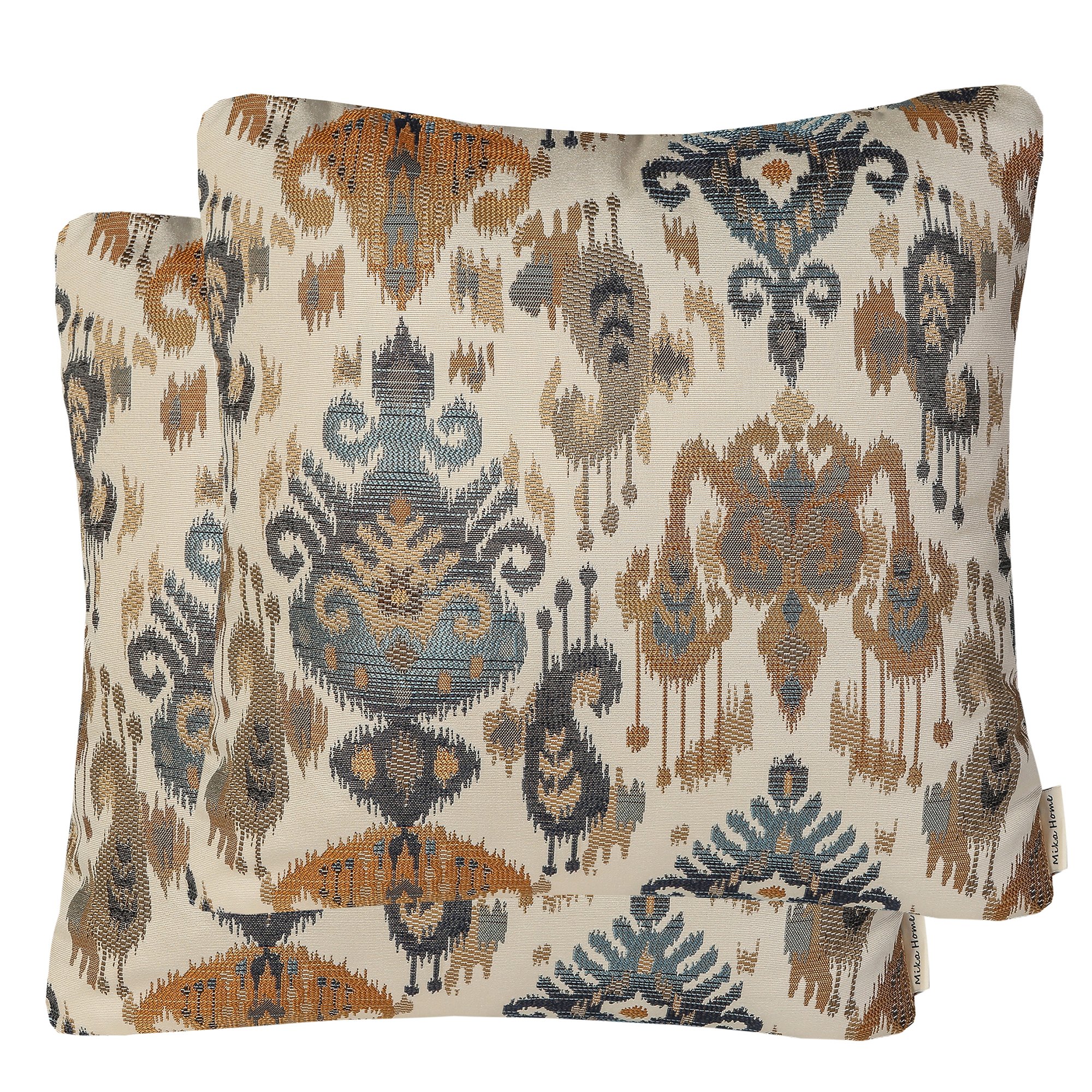 Mika HomePack of 2 Jacquard Damask Accent Throw Pillow Cases Cushion Covers for 20x20 Inserts 20X20 inch Blue