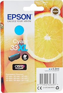 Epson 33XL Cyan Oranges High Yield, Genuine, Claria Premium Ink