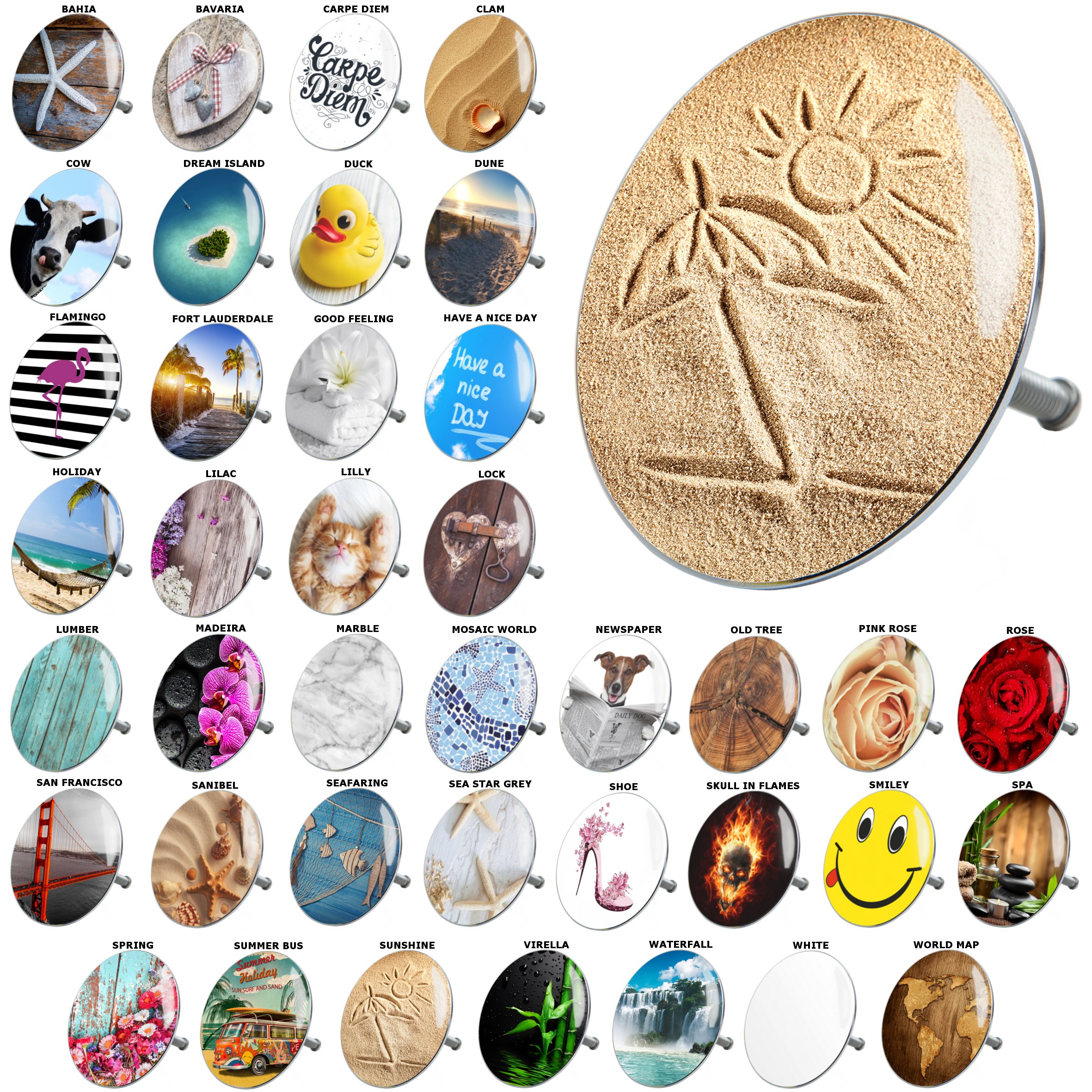 Bathtub Plug | Wide Choice of Colorful Bathtub Plugs | Easy to Insert Into the Bathtub (Sunshine)