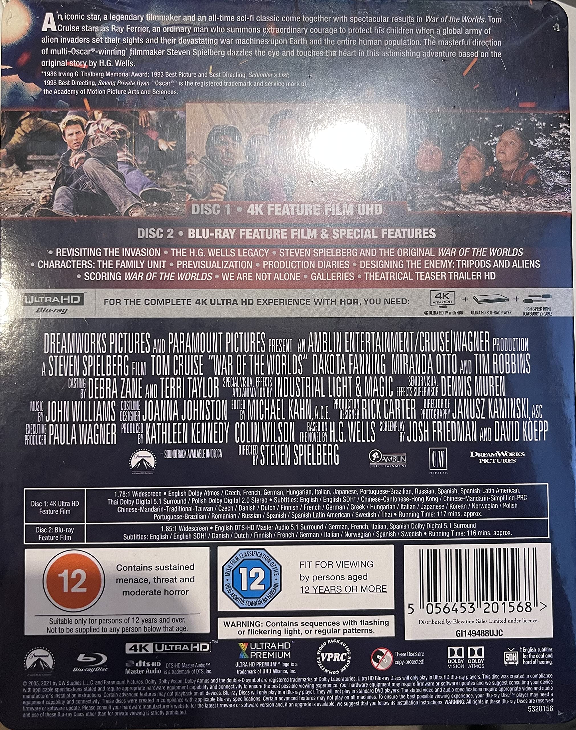 War of The Worlds UHD BD SteelBook [Blu-ray] [Region A & B & C]
