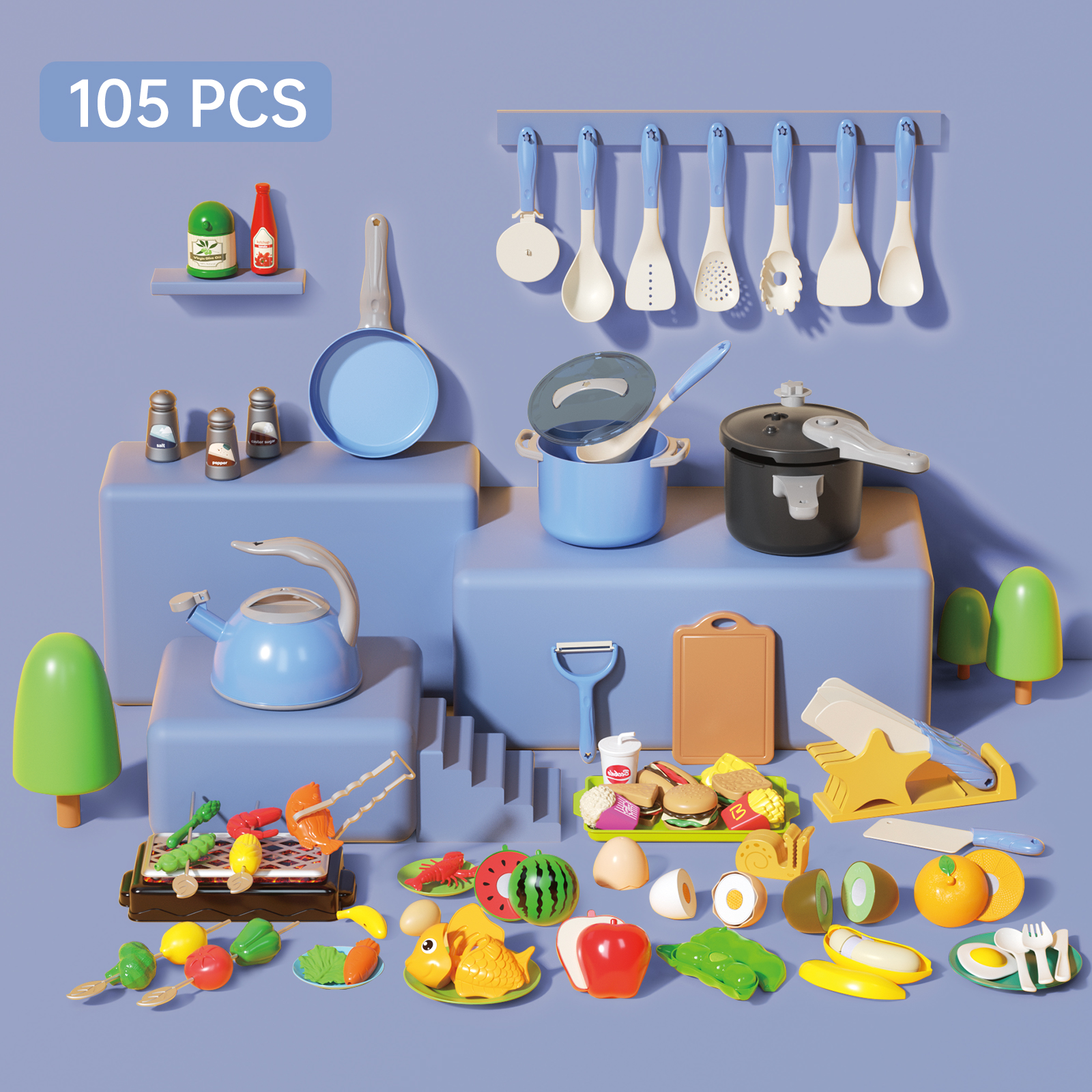 Amazon.com: Zero Zoo 105Pcs Kids Kitchen Toy Accessories, Toddler