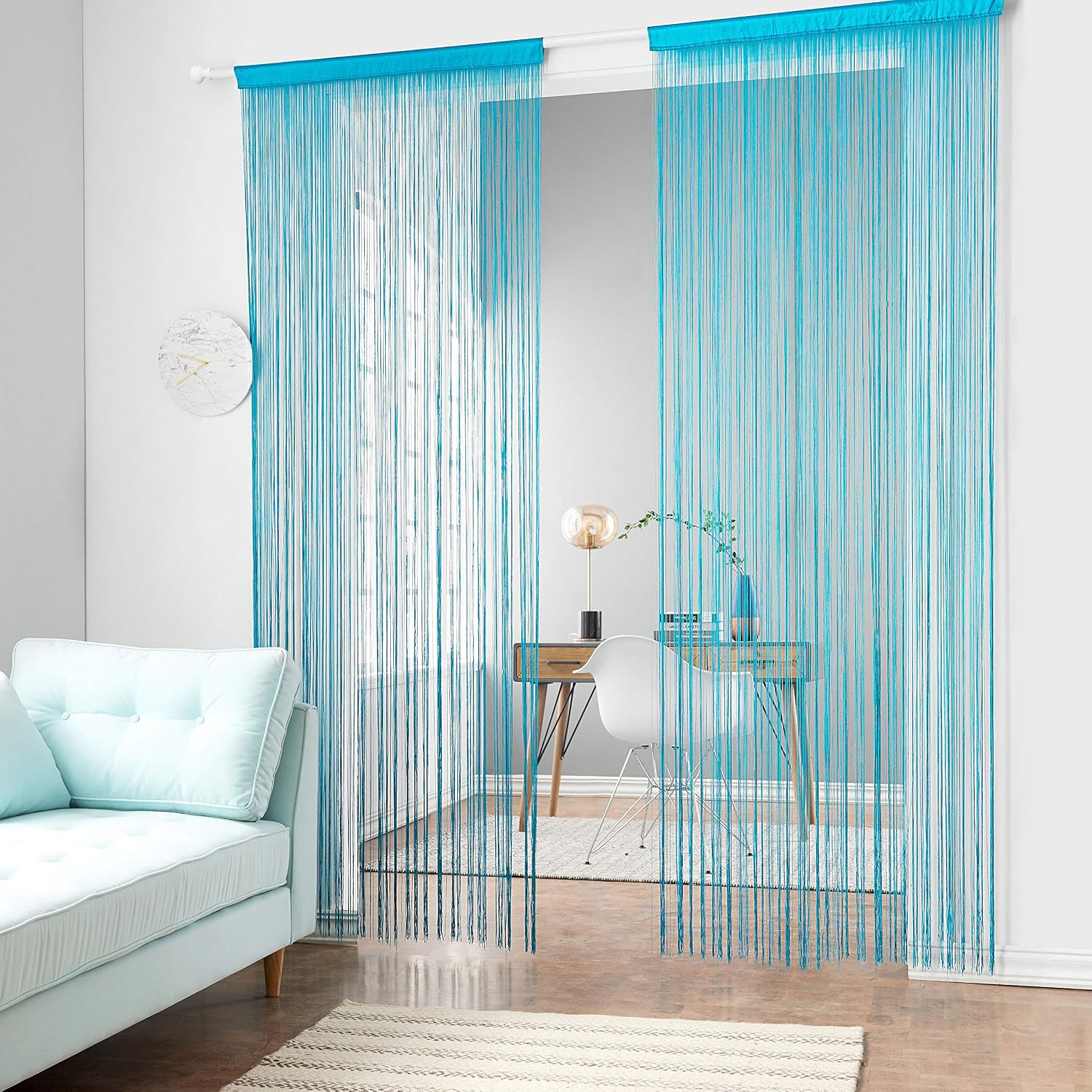 Taiyuhomes String Door Curtains Fly Screen Curtain For Window Decorations Living Room Doorways Crystal Plain Tassel (Blue, 90x200cm) - Image 3