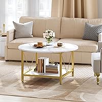 Vista 33 de YITAHOME Mesas de centro para sala de estar, mesa de centro redonda pequeña con almacenamiento, mesa de centro moderna de 2 niveles, mesa central
