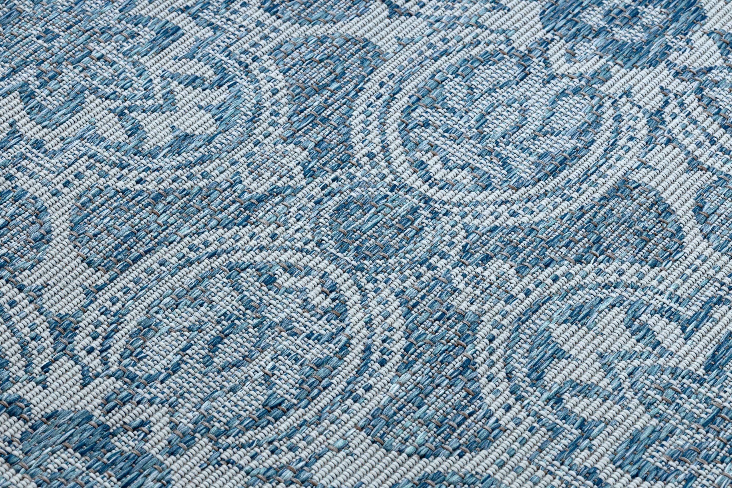 rugsx Nowoczesny dywan SISAL LOFT, sznurkowy dywan do salonu, sypialni, na taras, do kuchni, styl boho, kość słoniowa/srebrny/niebieski, okrąg, 160 cm