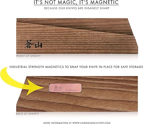 Miniatura 4 de Cangshan TC Series 1021165 Juego de cuchillos Santoku y funda de madera forjados de acero sueco 14C28N de 5 pulgadas