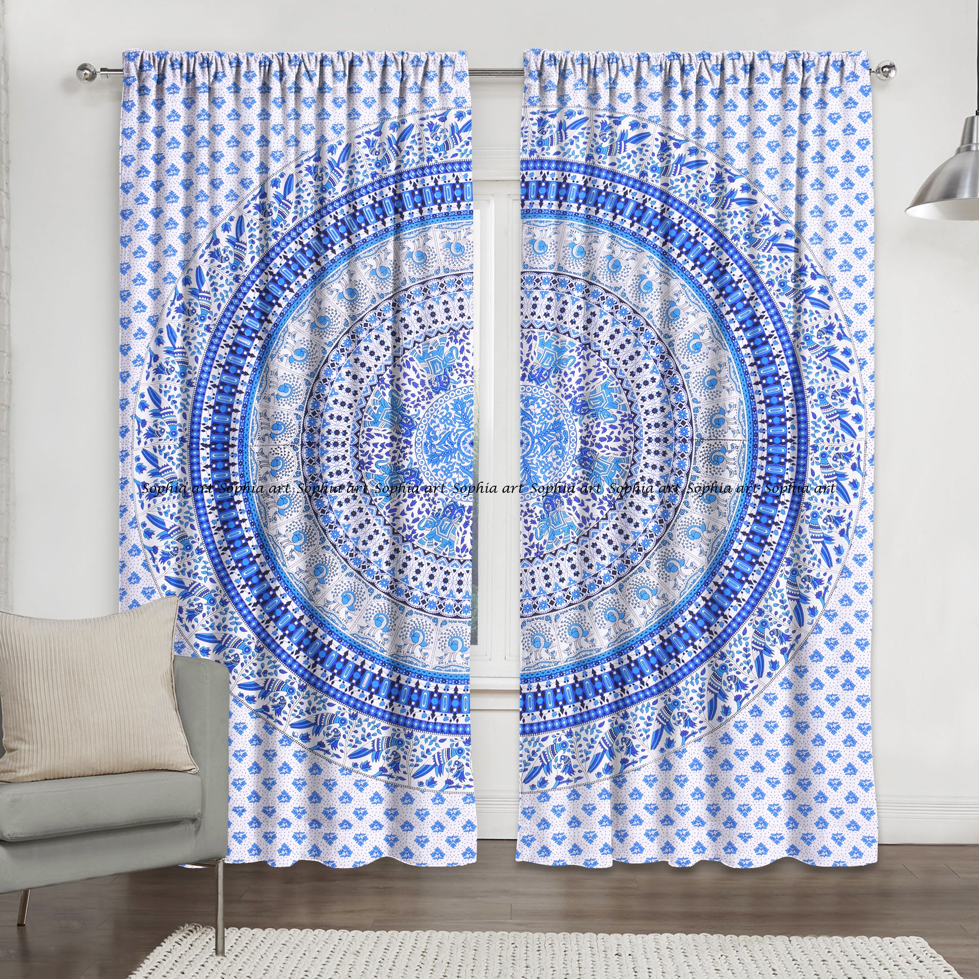 Sophia Art Indian Mandala Hippie Curtains Bohemian Psychedelic Window Curtain Indian Drape Handmade Curtain Panel